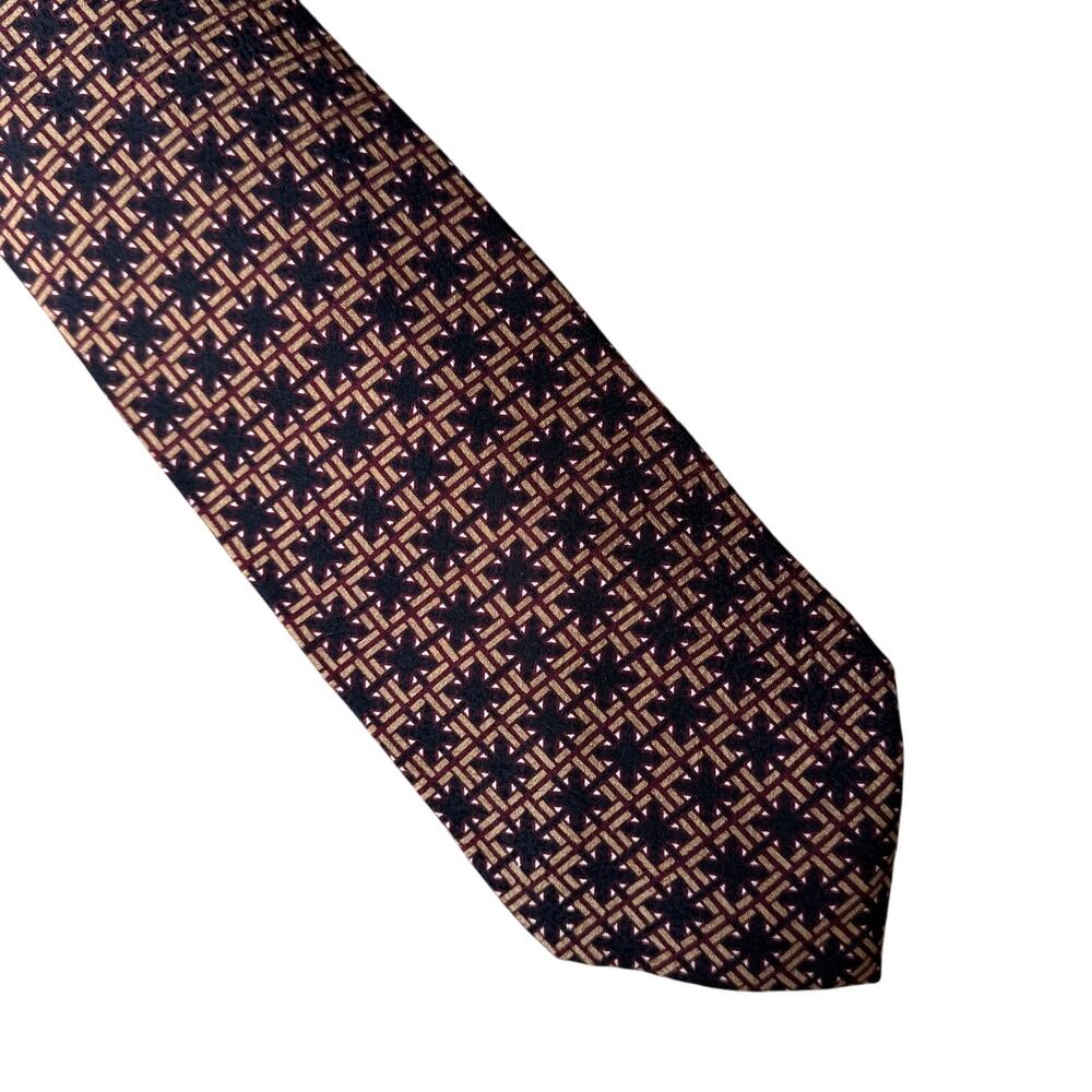 Jhane Barnes Vintage 90's Purple Silk Geometric Print Tie Necktie Made in Japan
